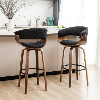Glitzhome Lot de 2 ou 4 tabourets de bar pivotants en bois, hauteur comptoir et bar, style moderne