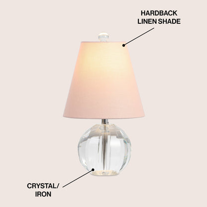 Lampe de table LED Goddard à boule de cristal/métal de 16 pouces, par JONATHAN Y