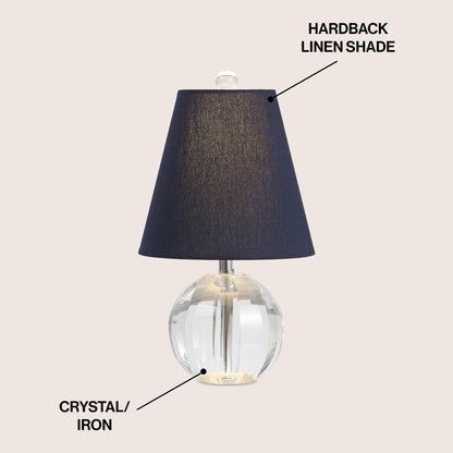 Lampe de table LED Goddard à boule de cristal/métal de 16 pouces, par JONATHAN Y
