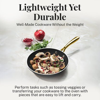 Ensemble de 15 pièces de casseroles et poêles ultra antiadhésives en céramique Gotham Steel noires, avec ustensiles.