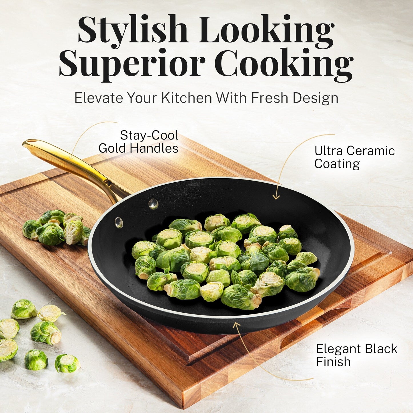 Ensemble de 15 pièces de casseroles et poêles ultra antiadhésives en céramique Gotham Steel noires, avec ustensiles.