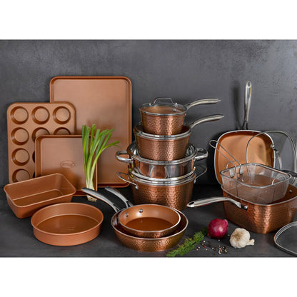 Ensemble de casseroles et poêles antiadhésives Gotham Steel en acier martelé, 20 pièces
