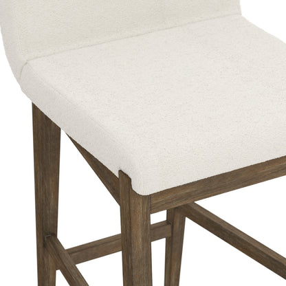Tabouret de bar moderne Gracie, chaise rembourrée en bouclette et pieds en bois brossé