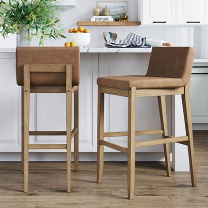 Tabouret de bar moderne Gracie, chaise rembourrée en bouclette et pieds en bois brossé