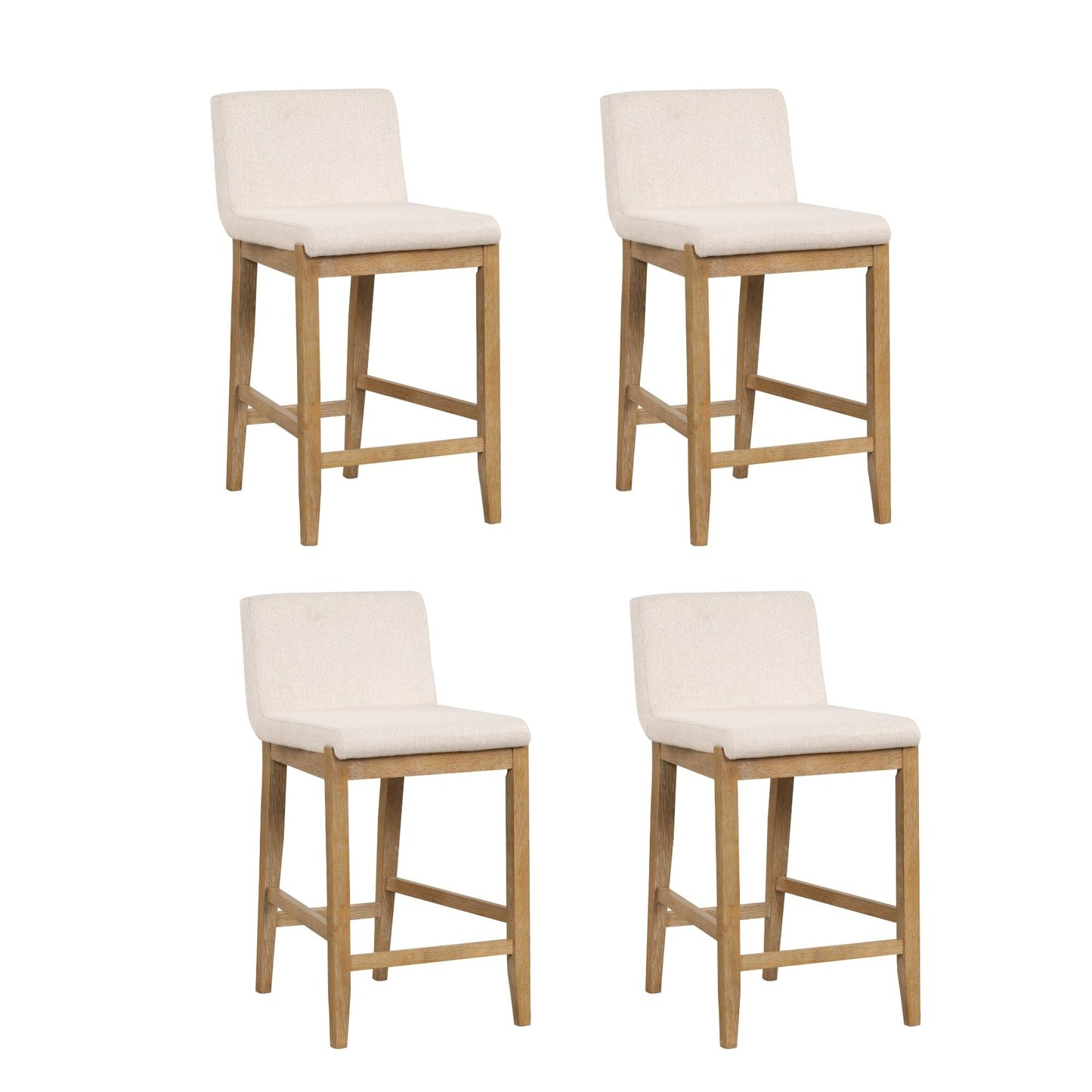 Tabouret de bar moderne Gracie, chaise rembourrée en bouclette et pieds en bois brossé