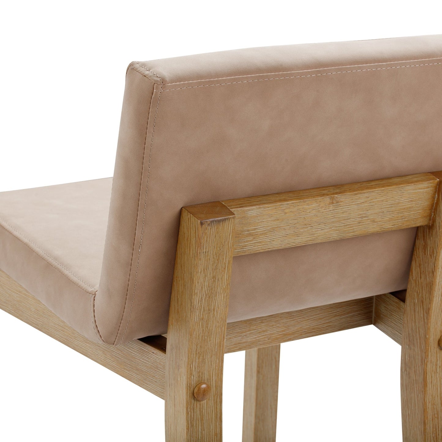 Tabouret de bar moderne Gracie, chaise rembourrée en bouclette et pieds en bois brossé