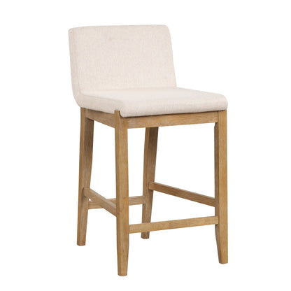 Tabouret de bar moderne Gracie, chaise rembourrée en bouclette et pieds en bois brossé