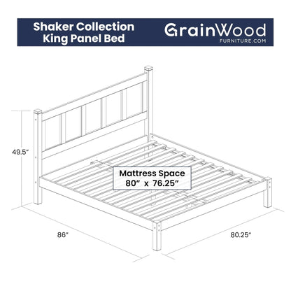 Lit-plateforme à panneaux en bois massif de style Shaker de Grain Wood Furniture