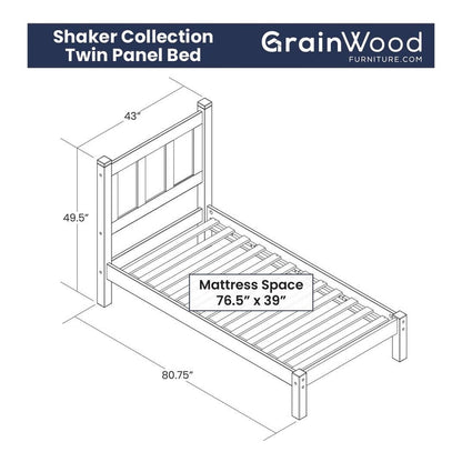 Lit-plateforme à panneaux en bois massif de style Shaker de Grain Wood Furniture