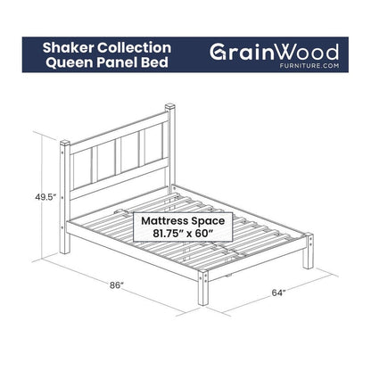 Lit-plateforme à panneaux en bois massif de style Shaker de Grain Wood Furniture
