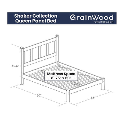 Lit-plateforme à panneaux en bois massif de style Shaker de Grain Wood Furniture
