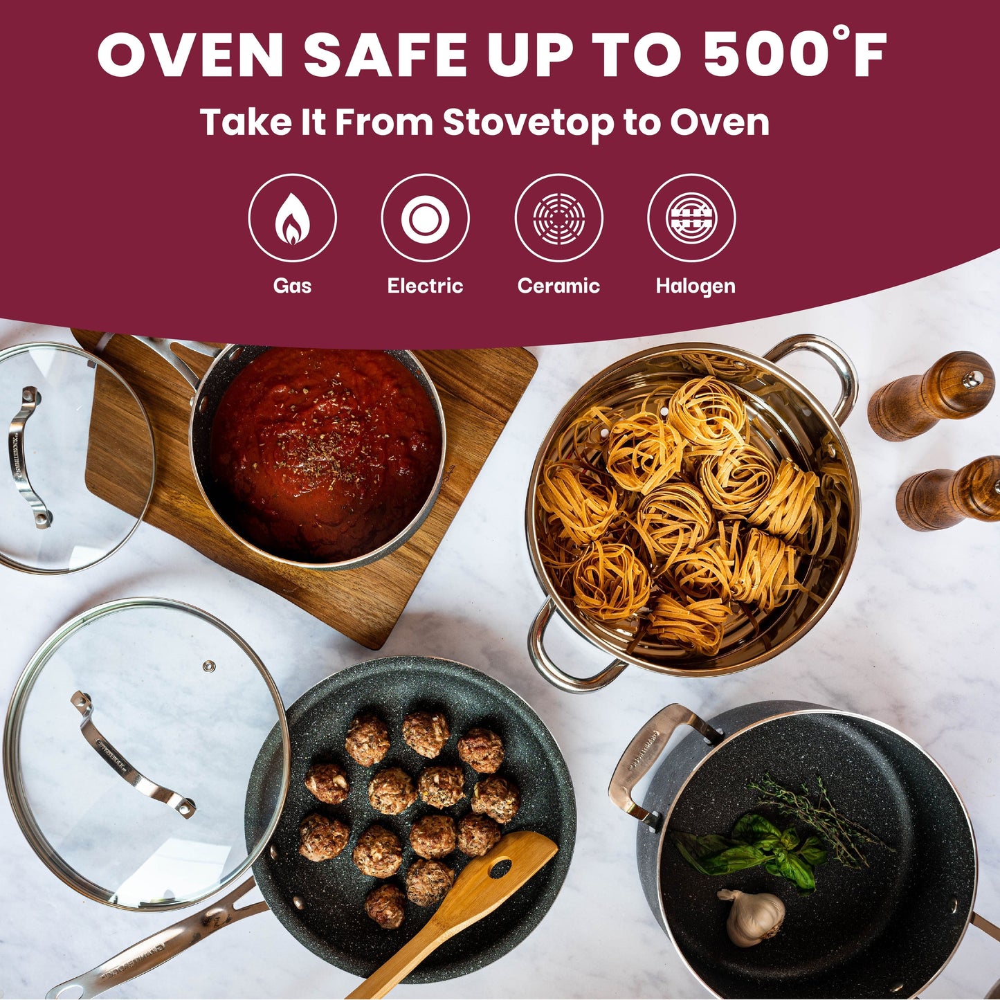 Ensemble de 20 pièces de casseroles, poêles, ustensiles de cuisine et de pâtisserie antiadhésifs Granitestone