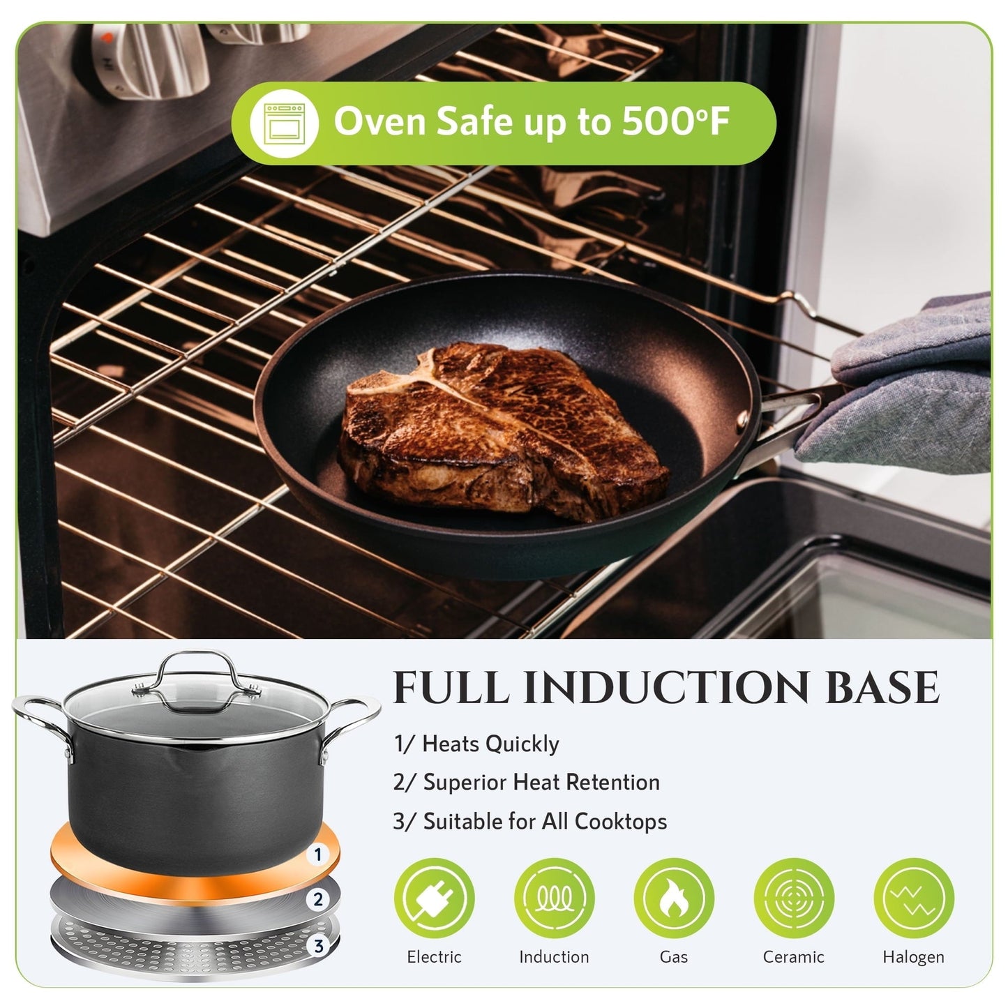 Ensemble de cuisine Granitestone Armor Max 14 pièces en acier anodisé dur