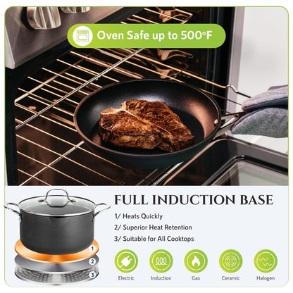 Ensemble de cuisine Granitestone Armor Max 14 pièces en acier anodisé dur