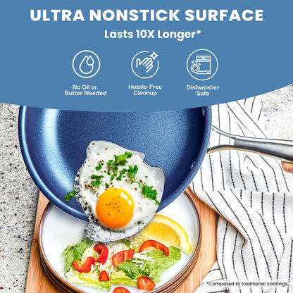 Ensemble de 20 pièces de batterie de cuisine antiadhésive Granitestone bleue