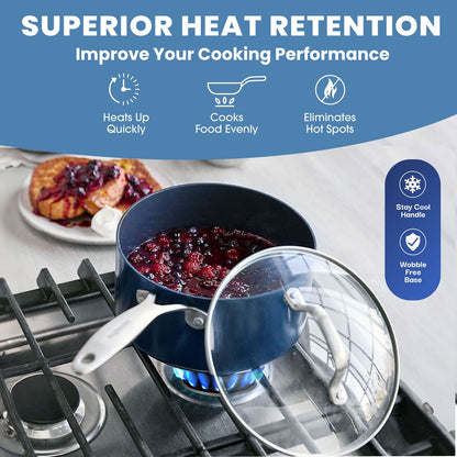 Ensemble de 20 pièces de batterie de cuisine antiadhésive Granitestone bleue