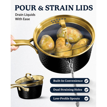 Ensemble de cuisine antiadhésif Granitestone Charleston en 15 pièces, forgé à la main