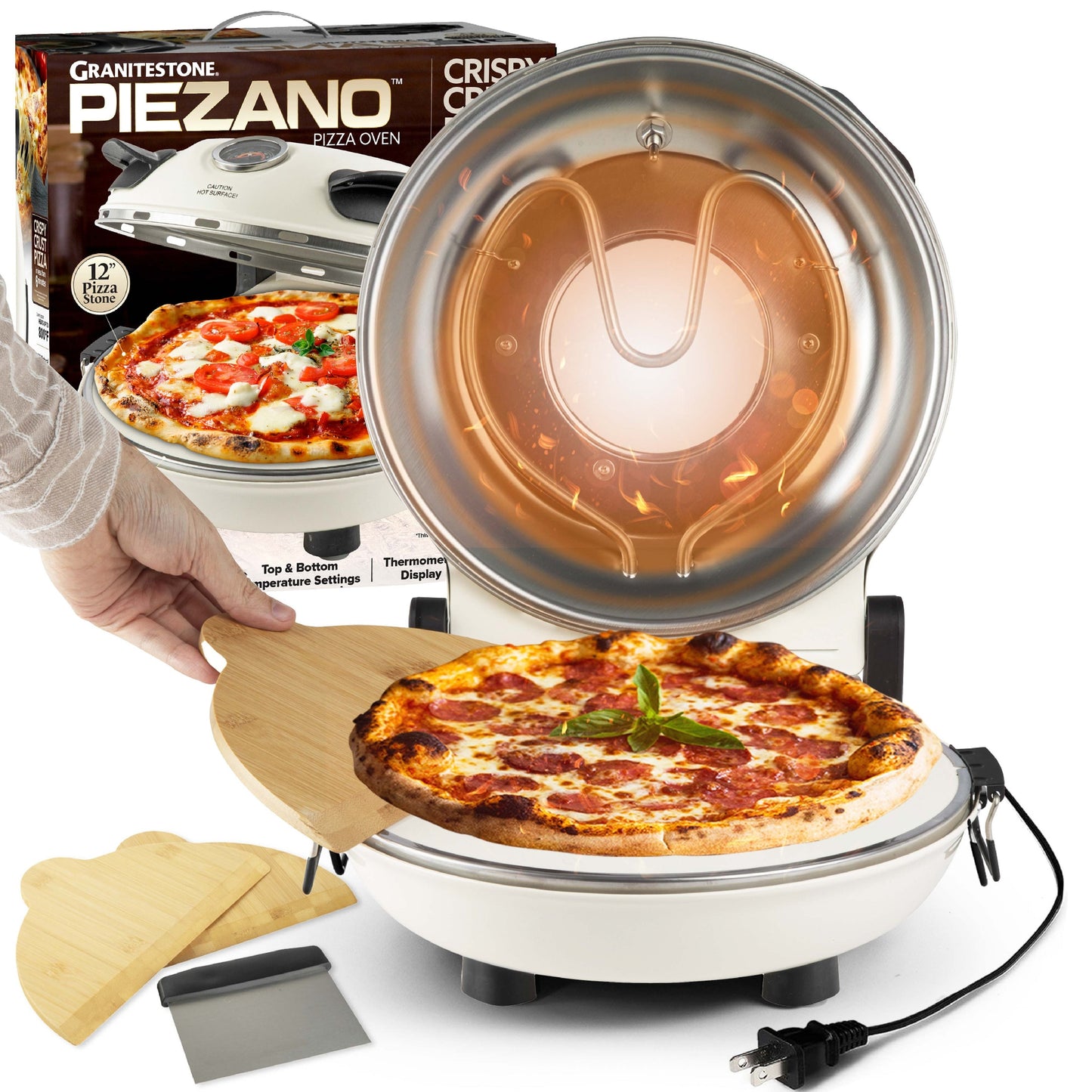Four à pizza électrique Granitestone Piezano pour intérieur/extérieur avec pierre en céramique