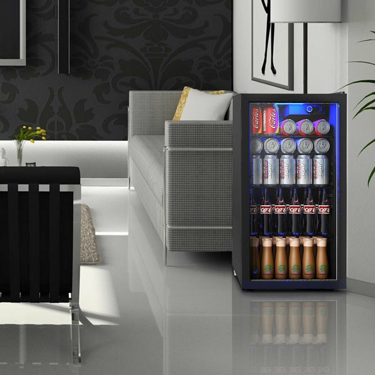 Réfrigérateur à boissons Gymax pour 120 canettes, mini-réfrigérateur pour bière, vin, soda et autres boissons
