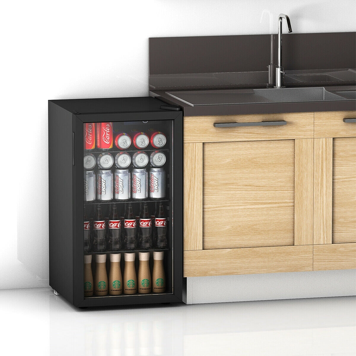 Réfrigérateur à boissons Gymax pour 120 canettes, mini-réfrigérateur pour bière, vin, soda et autres boissons
