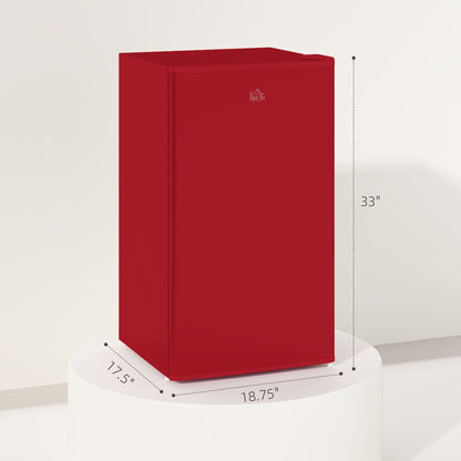 Mini réfrigérateur HOMCOM 3.2 Cu.Ft avec congélateur, réfrigérateur compact à porte simple avec thermostat réglable pour chambre à coucher
