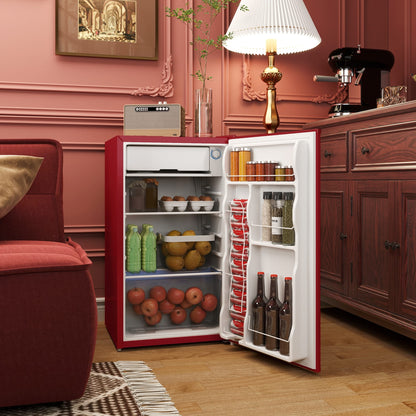 Mini réfrigérateur HOMCOM 3.2 Cu.Ft avec congélateur, réfrigérateur compact à porte simple avec thermostat réglable pour chambre à coucher