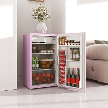 Mini réfrigérateur HOMCOM 3.2 Cu.Ft avec congélateur, réfrigérateur compact à porte simple avec thermostat réglable pour chambre à coucher