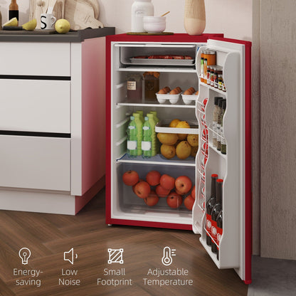 Mini réfrigérateur HOMCOM 3.2 Cu.Ft avec congélateur, réfrigérateur compact à porte simple avec thermostat réglable pour chambre à coucher
