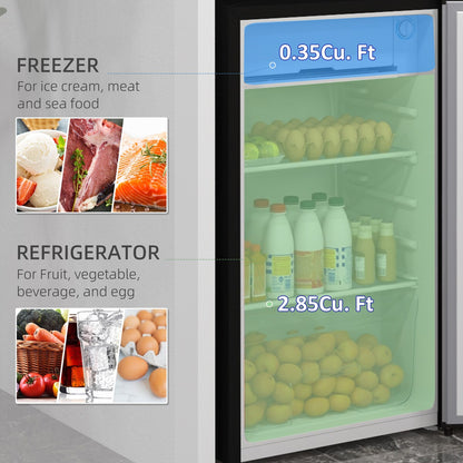 Mini réfrigérateur HOMCOM 3.2 Cu.Ft avec congélateur, réfrigérateur compact à porte simple avec thermostat réglable