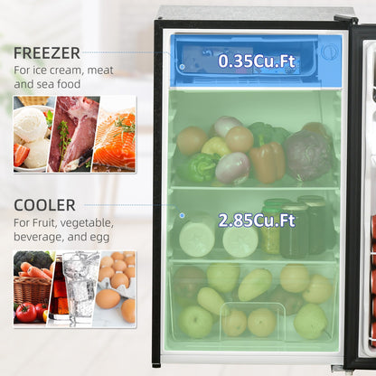 Mini réfrigérateur HOMCOM 3.2 Cu.Ft avec congélateur, réfrigérateur compact à porte simple avec thermostat réglable pour chambre à coucher