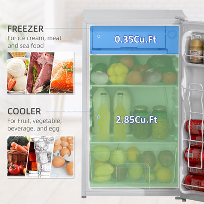 Mini réfrigérateur HOMCOM 3.2 Cu.Ft avec congélateur, réfrigérateur compact à porte simple avec thermostat réglable pour chambre à coucher