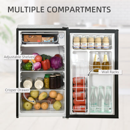 Mini réfrigérateur HOMCOM 3.2 Cu.Ft avec congélateur, réfrigérateur compact à porte simple avec thermostat réglable pour chambre à coucher