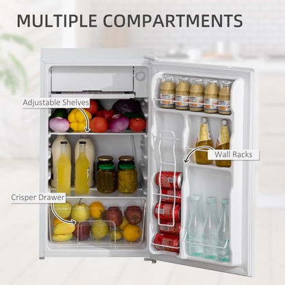 Mini réfrigérateur HOMCOM 3.2 Cu.Ft avec congélateur, réfrigérateur compact à porte simple avec thermostat réglable pour chambre à coucher