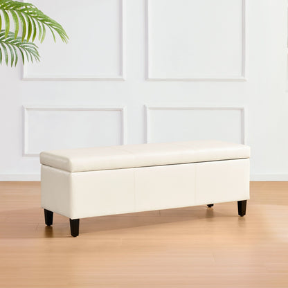 Ottoman rectangulaire de rangement recouvert de simili cuir - 50,3 x 17,50 x 18 pouces