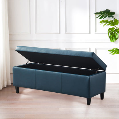 Ottoman rectangulaire de rangement recouvert de simili cuir - 50,3 x 17,50 x 18 pouces