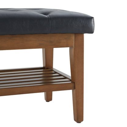 Banc à chaussures d'entrée, banc de rangement, tissu et bois massif, banc rembourré de 109 cm (43 pouces) pour salon, chambres à coucher