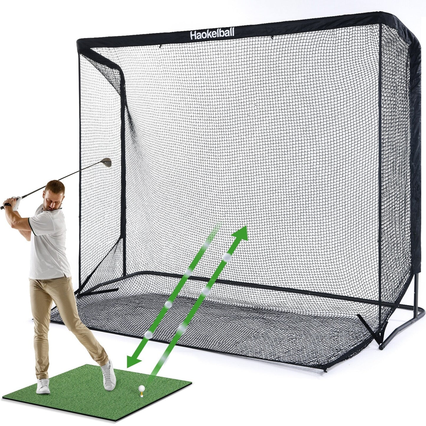 Haokelball Réseau de golf 10x7.5ft, filet d'entraînement de golf avec tissu de cible, filet de frappe de golf robuste