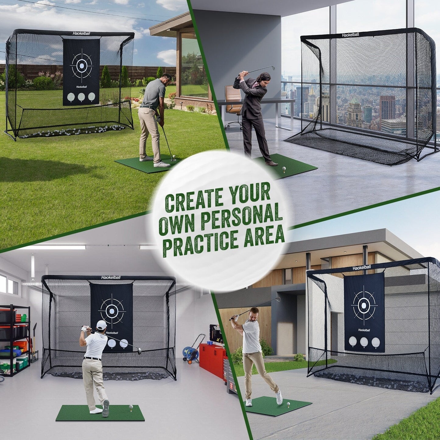 Haokelball Réseau de golf 10x7.5ft, filet d'entraînement de golf avec tissu de cible, filet de frappe de golf robuste