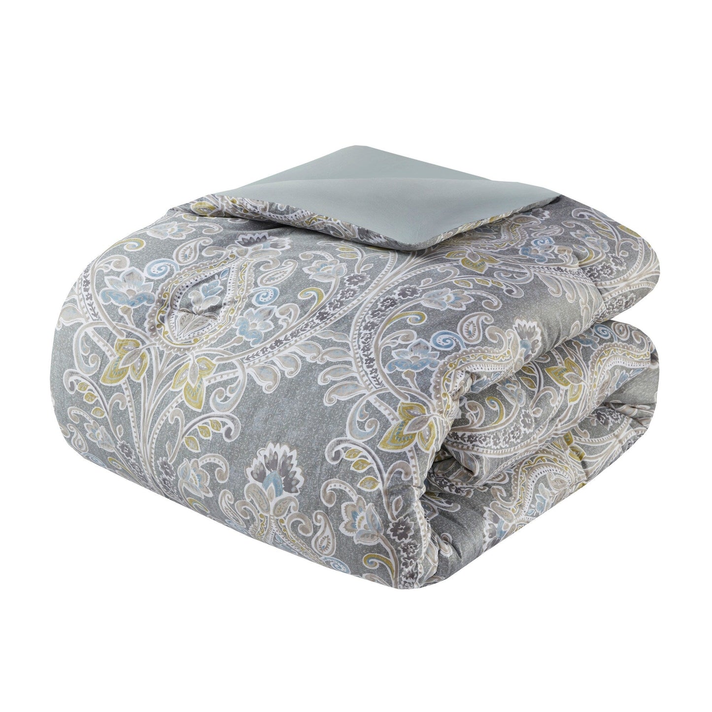 Ensemble de couette et oreillers Harbor House Hallie 6 pièces en coton à motif damassé gris.