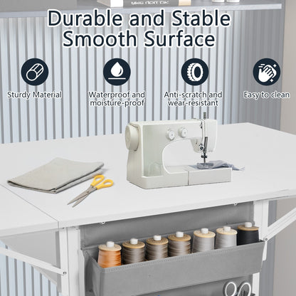 Table d'artisanat à hauteur réglable avec étagères de rangement, table de coupe pliable mobile pour le bureau à domicile, la couture, la salle de loisirs créatives.
