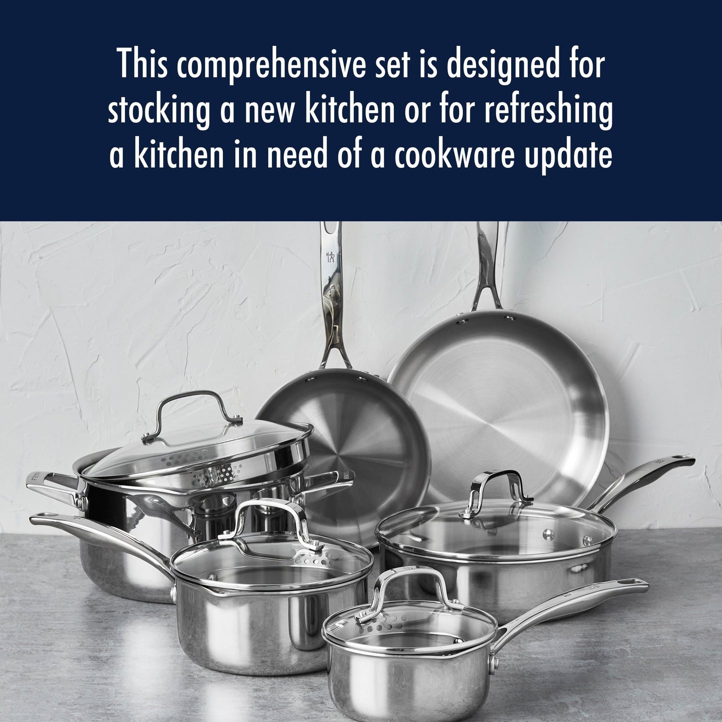 Ensemble de casseroles et poêles Henckels Clad H3 en acier inoxydable 10 pièces