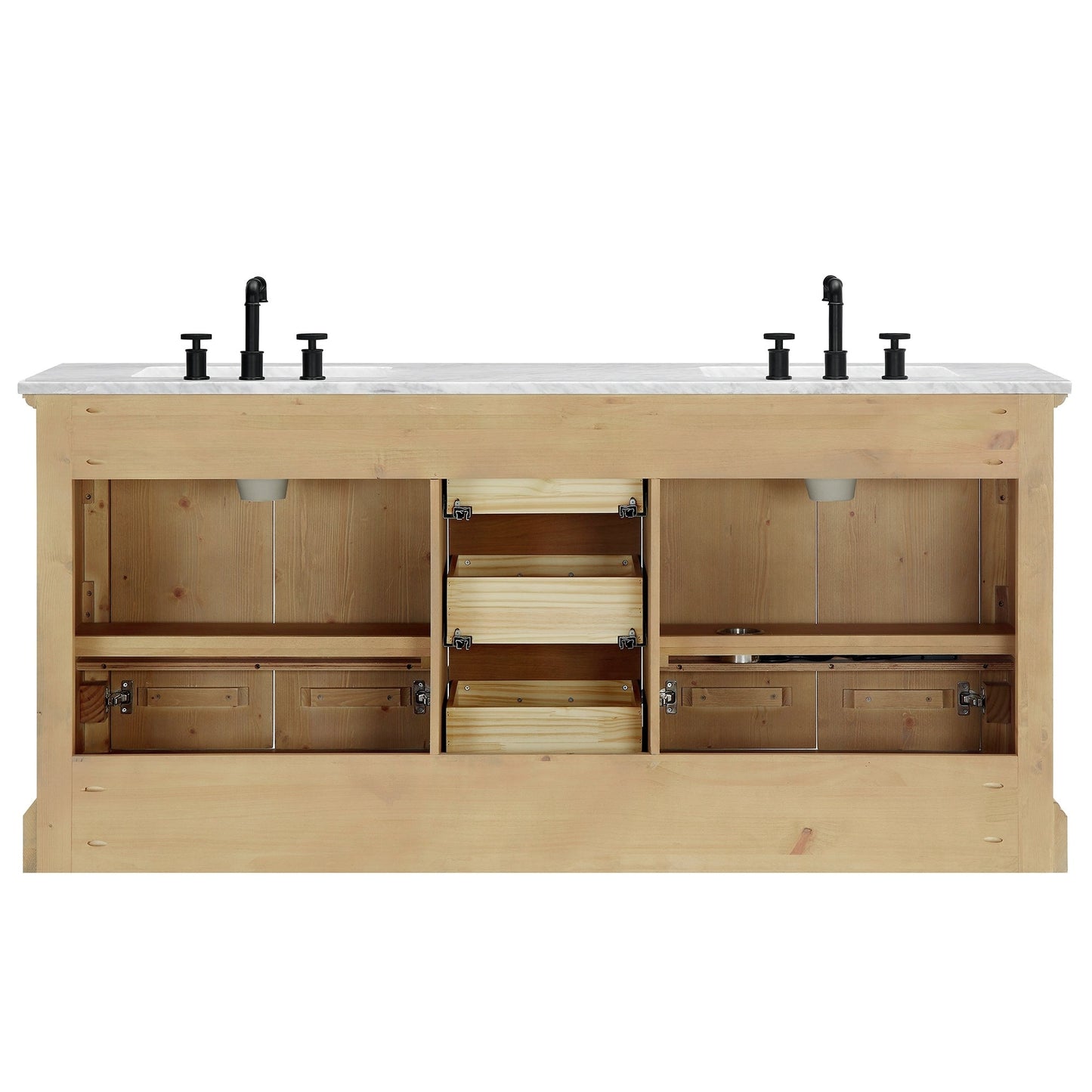 Meuble-lavabo Hervas avec plan de toilette en marbre naturel, sans miroir.
