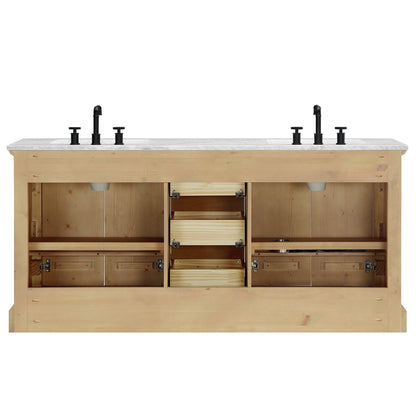 Meuble-lavabo Hervas avec plan de toilette en marbre naturel, sans miroir.