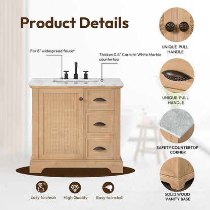Meuble-lavabo Hervas avec plan de toilette en marbre naturel, sans miroir.