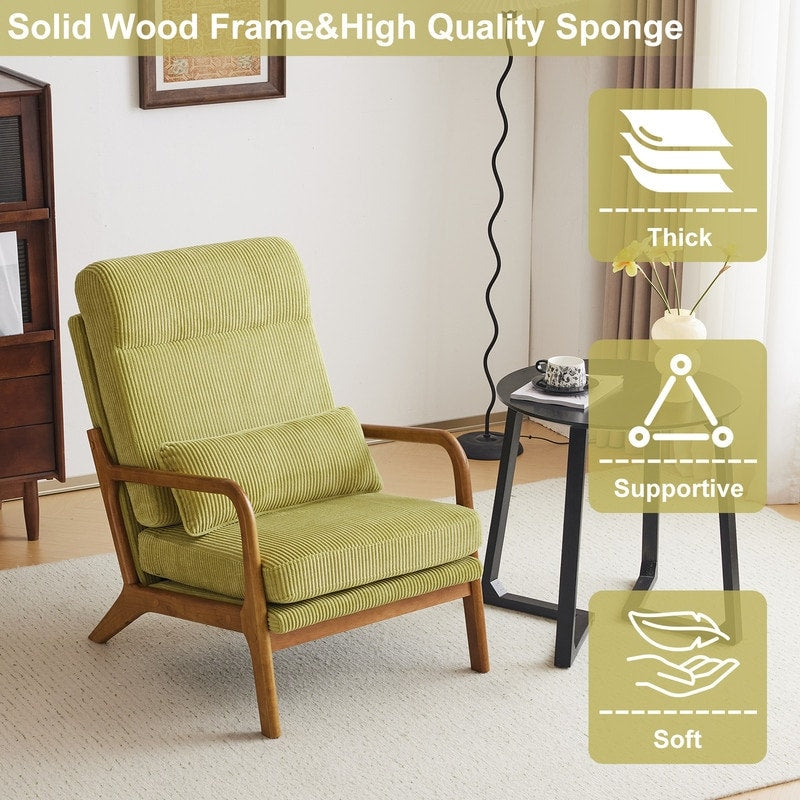 Fauteuil de loisirs à dossier haut avec accoudoirs en bois massif, fauteuil d'appoint.