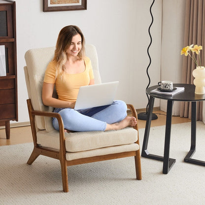 Fauteuil de loisirs à dossier haut avec accoudoirs en bois massif, fauteuil d'appoint.