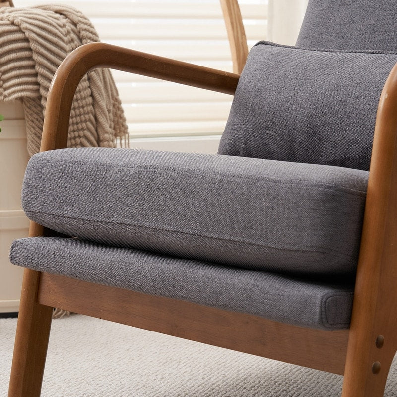 Fauteuil de loisirs à dossier haut avec accoudoirs en bois massif, fauteuil d'appoint.