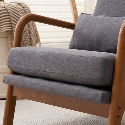 Fauteuil de loisirs à dossier haut avec accoudoirs en bois massif, fauteuil d'appoint.