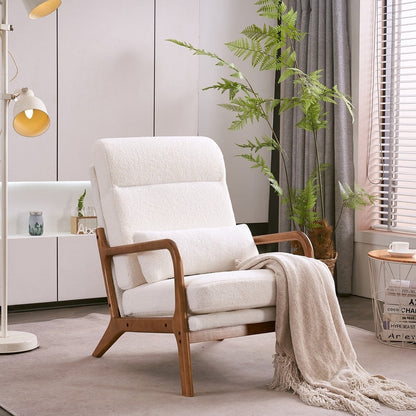 Fauteuil de loisirs à dossier haut avec accoudoirs en bois massif, fauteuil d'appoint.