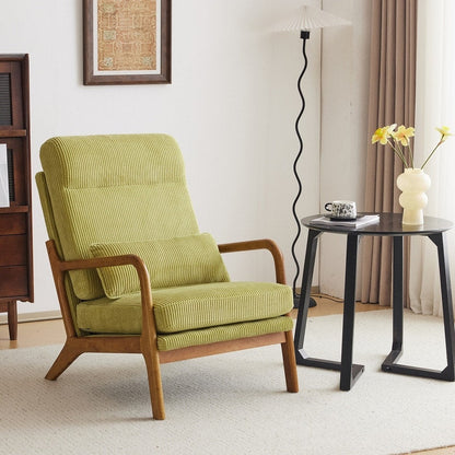 Fauteuil de loisirs à dossier haut avec accoudoirs en bois massif, fauteuil d'appoint.